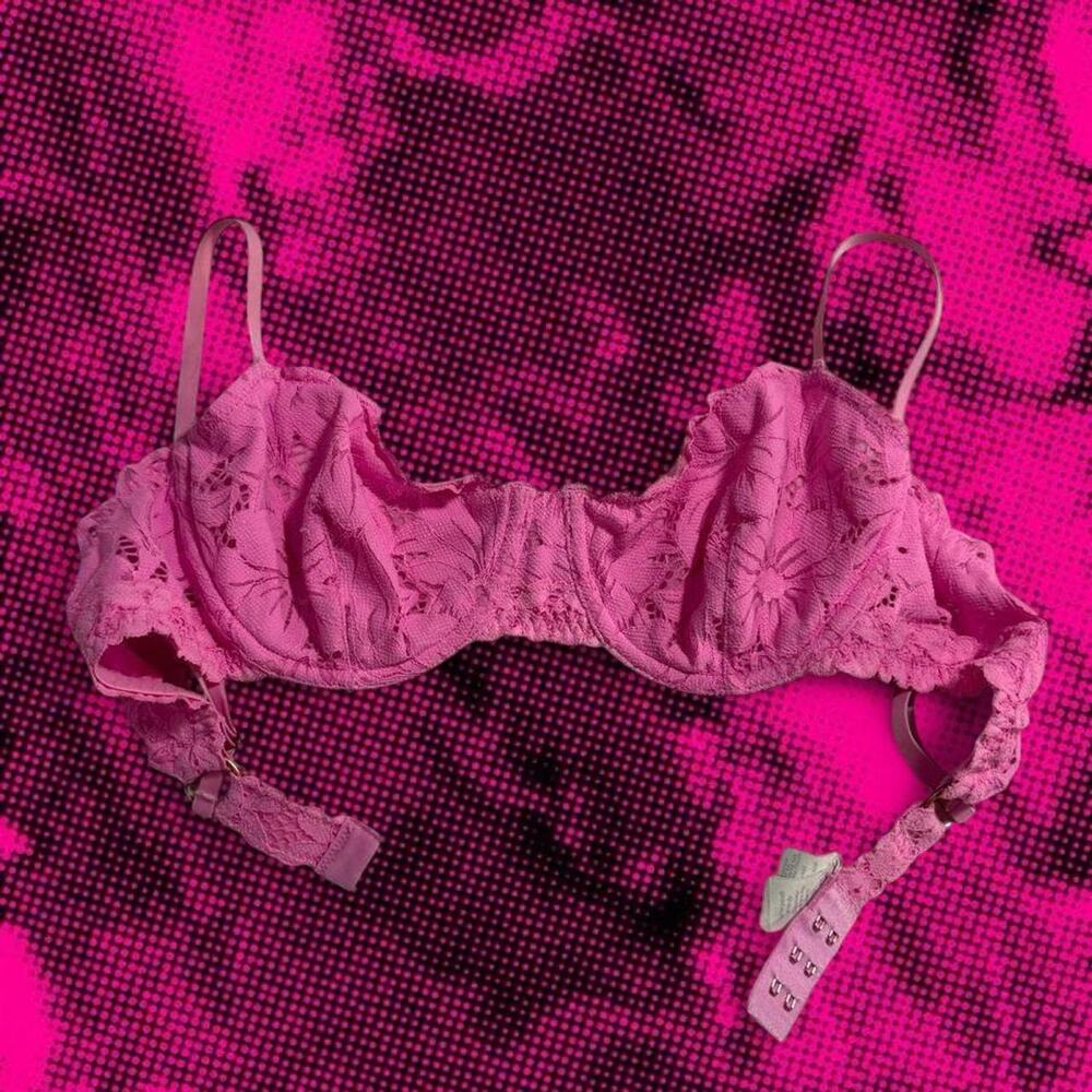 Hot pink lace garter lingerie